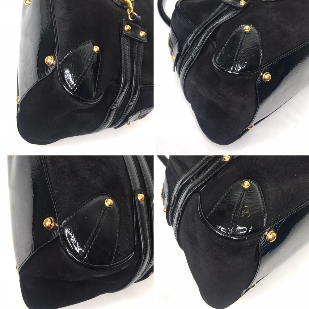 Gucci Black Suede Shoulder Bag with Gold Hardware - Picture 11 of 16